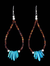 Turquoise Beaded Santo Domingo Dangle Heishi Earrings - PuebloDirect.com