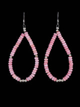 Navajo Pink Conch and Sterling Silver Bead Dangle Earrings - PuebloDirect.com