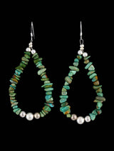Santo Domingo Turquoise Beaded Dangle Earrings - PuebloDirect.com