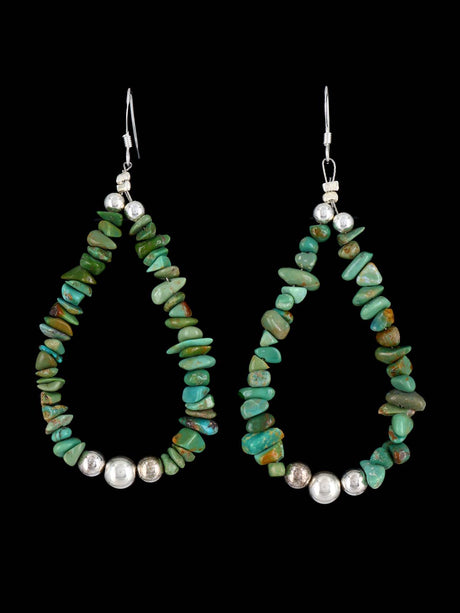 Santo Domingo Turquoise Beaded Dangle Earrings - PuebloDirect.com