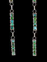 Extra Long Zuni Inlay Sonoran Gold Turquoise Dangle Earrings - PuebloDirect.com