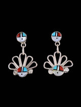 Zuni Inlay Sunface Post Earrings - PuebloDirect.com