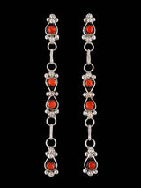 Zuni Jewelry Sterling Silver Coral Post Earrings - PuebloDirect.com