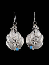 Navajo Sterling Silver Opalite Dangle Earrings - PuebloDirect.com
