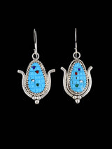 Native American Jewelry Zuni Turquoise Corn Dangle Earrings - PuebloDirect.com