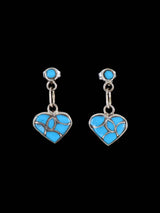 Zuni Inlay Turquoise Inlay Heart Post Earrings - PuebloDirect.com