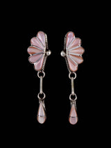 Zuni Inlay Pink Shell Post Earrings - PuebloDirect.com