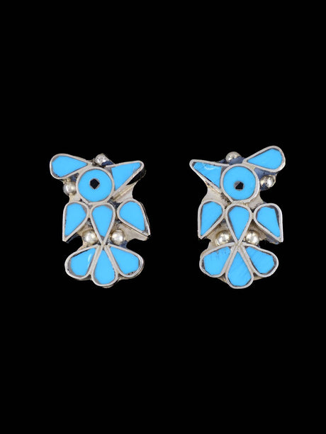 Zuni Sterling Silver Turquoise Thunderbird Post Earrings - PuebloDirect.com