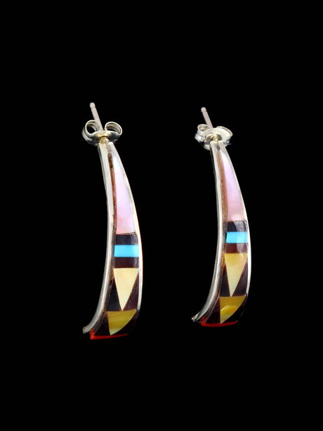 Sterling Silver Zuni Inlay Post Earrings - PuebloDirect.com