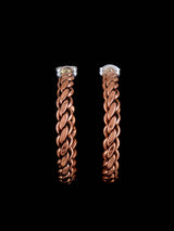 Navajo Copper Rope Half Hoop Post Earrings - PuebloDirect.com
