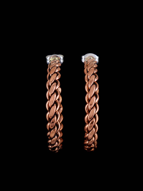 Navajo Copper Rope Half Hoop Post Earrings - PuebloDirect.com