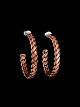 Navajo Copper Rope Half Hoop Post Earrings - PuebloDirect.com