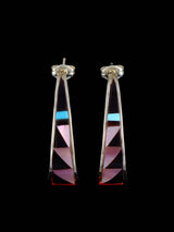 Sterling Silver Zuni Inlay Post Earrings - PuebloDirect.com