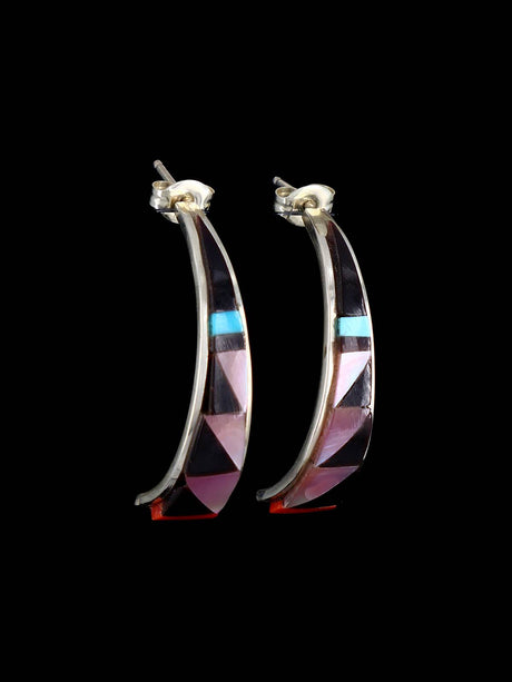 Sterling Silver Zuni Inlay Post Earrings - PuebloDirect.com