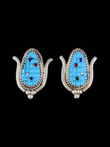 Native American Jewelry Zuni Turquoise Corn Post Earrings - PuebloDirect.com