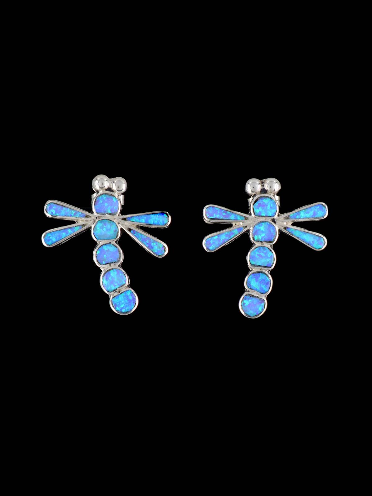 Zuni Opalite Inlay Dragonfly Post Earrings - PuebloDirect.com