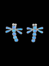 Zuni Opalite Inlay Dragonfly Post Earrings - PuebloDirect.com
