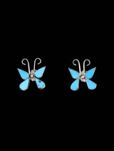 Zuni Inlay Turquoise Butterfly Post Earrings - PuebloDirect.com