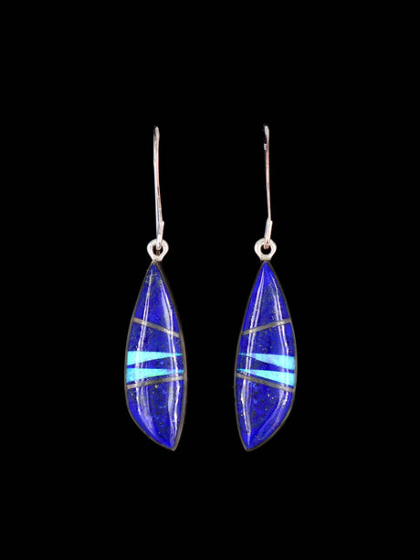 Navajo Sterling Silver Inlay Dangle Earrings - PuebloDirect.com
