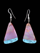 Navajo Pink Shell and Turquoise Dangle Earrings - PuebloDirect.com