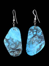 Navajo Turquoise Slab Dangle Earrings - PuebloDirect.com