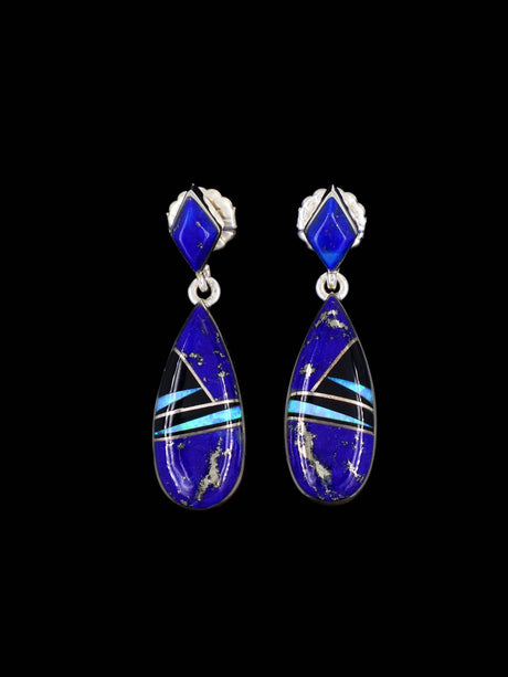Navajo Sterling Silver Inlay Post Earrings - PuebloDirect.com