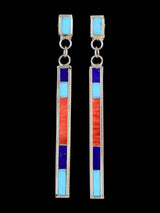 Boucles d'oreilles à tige avec incrustation de turquoise et de nacre Zuni