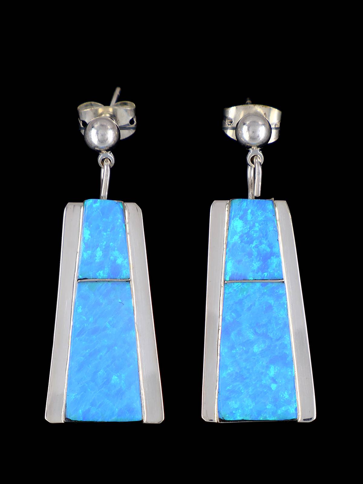 Navajo Sterling Silver Inlay Post Earrings - PuebloDirect.com
