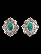 Native American Sterling Silver Turquoise Mountain Post Earrings - PuebloDirect.com