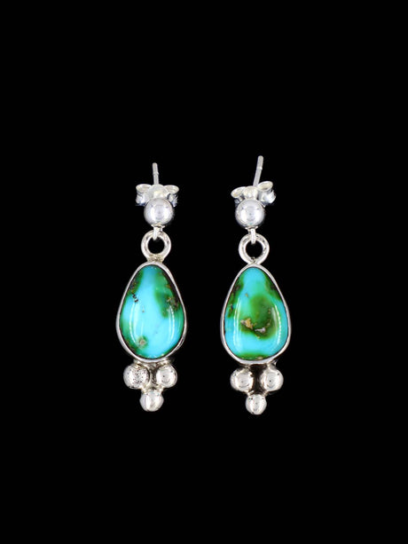 Navajo Sterling Silver Sonoran Gold Turquoise Post Earrings - PuebloDirect.com