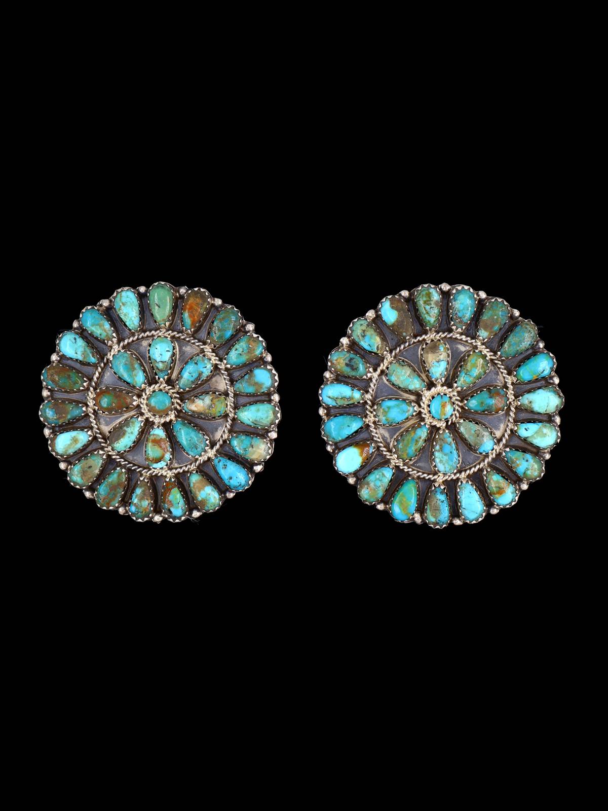 Navajo Turquoise Sterling Silver Post Earrings - PuebloDirect.com