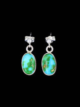 Navajo Sterling Silver Sonoran Gold Turquoise Post Earrings - PuebloDirect.com