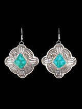 Native American Sterling Silver Turquoise Mountain Dangle Earrings - PuebloDirect.com