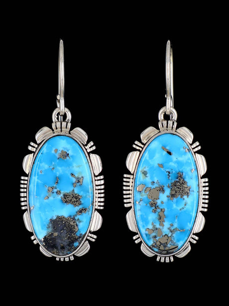 Navajo Turquoise Sterling Silver Dangle Earrings - PuebloDirect.com