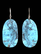 Navajo Turquoise Slab Dangle Earrings - PuebloDirect.com