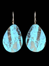 Navajo Turquoise Slab Dangle Earrings - PuebloDirect.com