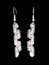 Etched Navajo Sterling Silver Dangle Twist Earrings - PuebloDirect.com