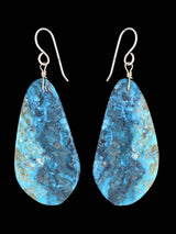 Navajo Turquoise Slab Dangle Earrings - PuebloDirect.com