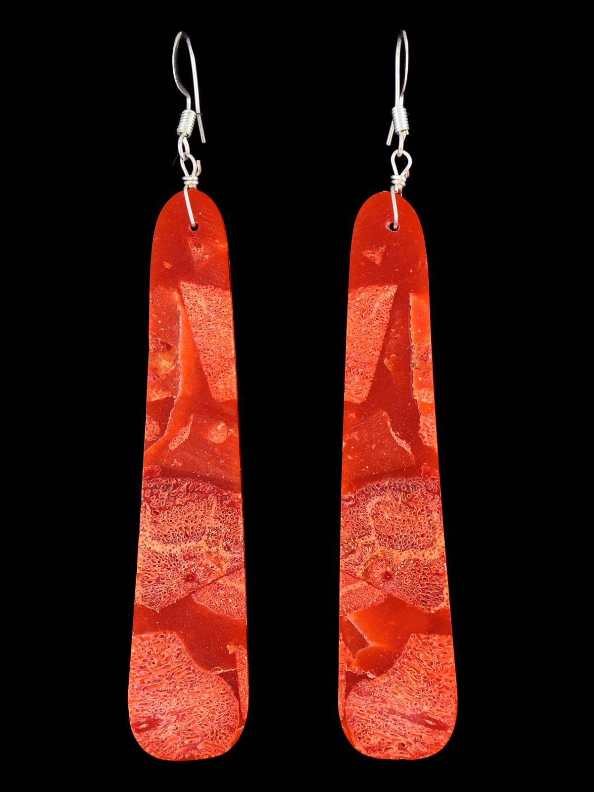 Navajo Apple Coral Slab Earrings - PuebloDirect.com