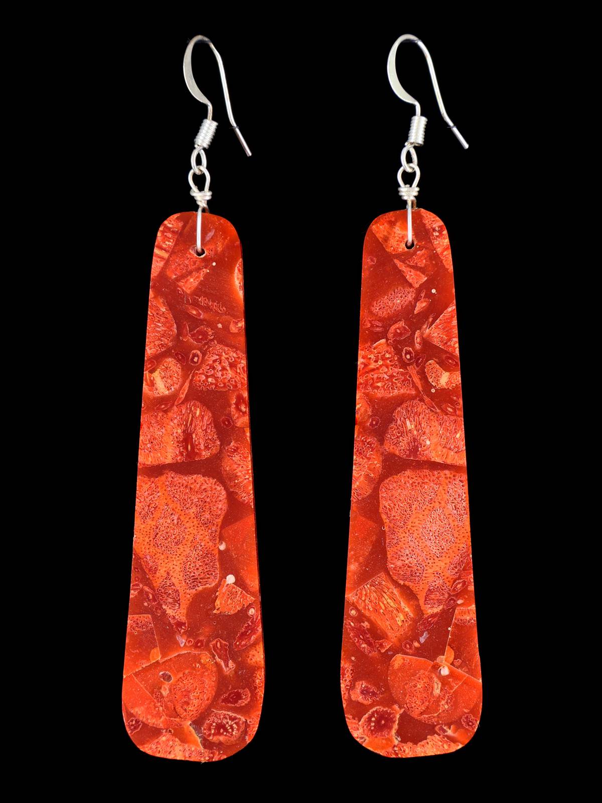Navajo Apple Coral Slab Earrings - PuebloDirect.com