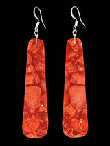 Navajo Apple Coral Slab Earrings - PuebloDirect.com