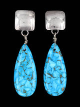 Navajo Turquoise Sterling Silver Post Earrings - PuebloDirect.com