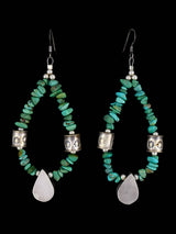 Santo Domingo Turquoise Beaded Dangle Earrings - PuebloDirect.com