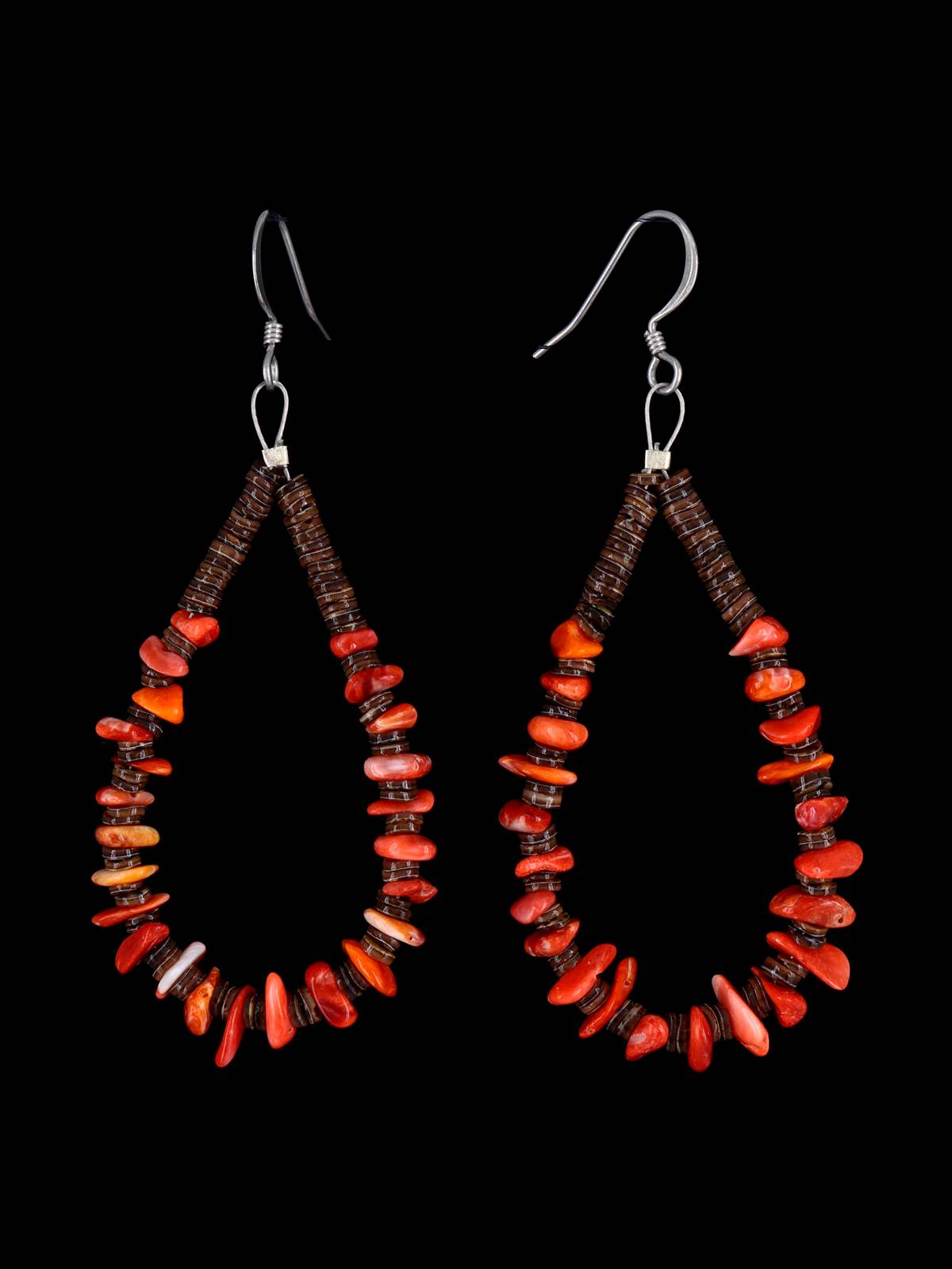 Spiny Oyster Beaded Santo Domingo Dangle Earrings - PuebloDirect.com