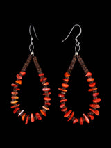 Spiny Oyster Beaded Santo Domingo Dangle Earrings - PuebloDirect.com