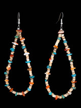 Long Santo Domingo Multistone Beaded Dangle Earrings - PuebloDirect.com