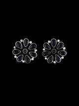 Navajo Black Onyx Sterling Silver Post Earrings - PuebloDirect.com