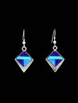 Navajo Turquoise and Lapis Inlay Dangle Earrings
