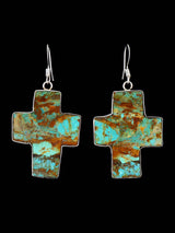 Navajo Turquoise Cross Slab Earrings