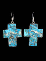 Navajo Turquoise Cross Slab Earrings